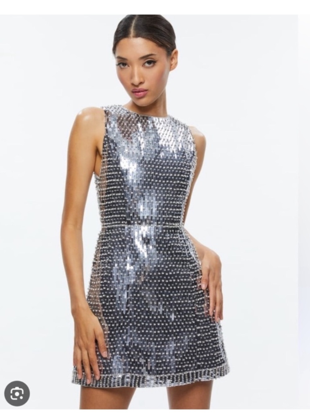 Alice & Olivia Lindsey Embellished Metallic Minidress